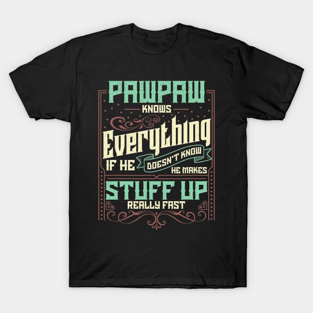 Pawpaw Knows Everything Funny Pawpaw Fathers Day Gifts T-Shirt by Olegpavlovmmo